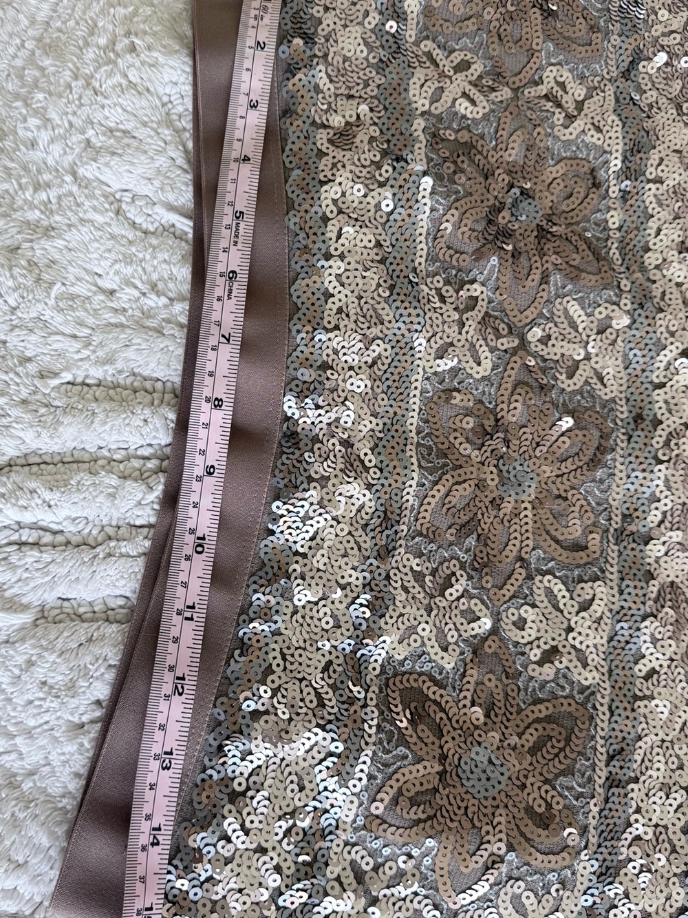 Chelsea & Violet Brown and Gold Floral Sequin Mini Skirt NWOT - Picture 8 of 8